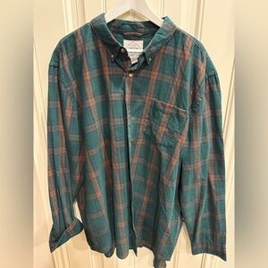 Men’s Green XXL 100% Cotton Flannel Button Down Shirt